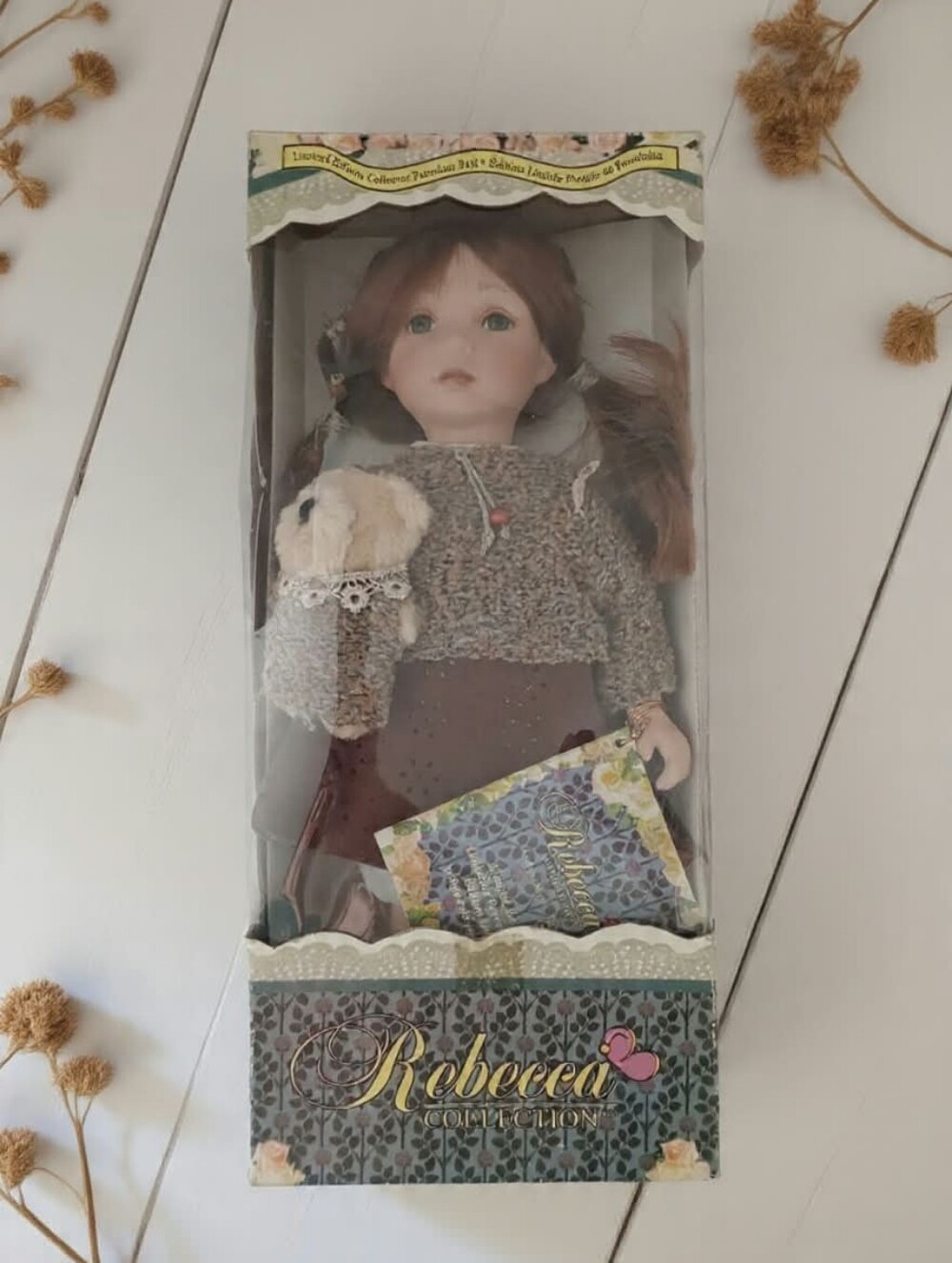 Rebecca Collection Limited Edition Porcelain Doll w/ Teddy Bear Boxed